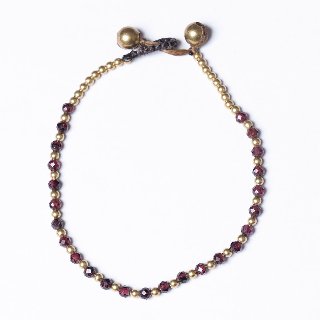 Menopause Relief Bracelet - Gut Health - Garnet - Brass