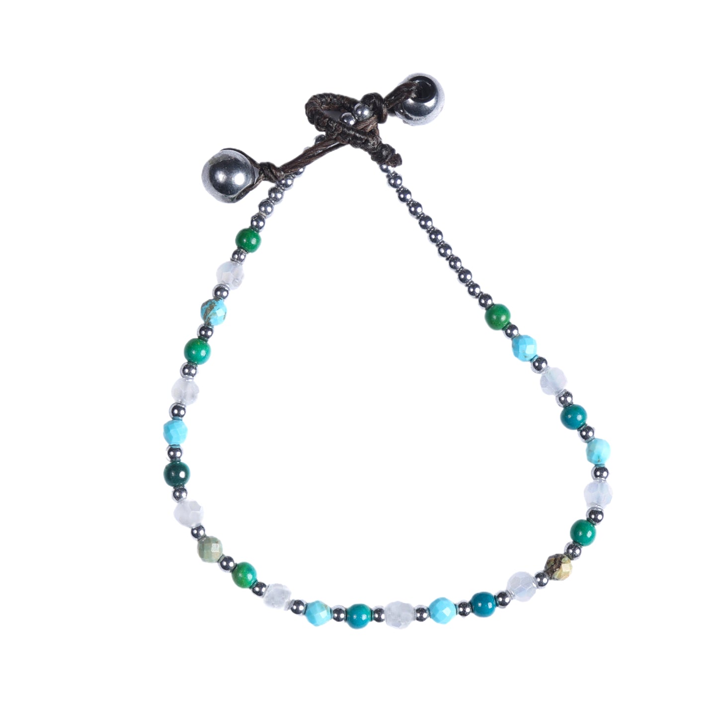 Crystal Healing Bracelet- Luck - Turquoise & Hematite