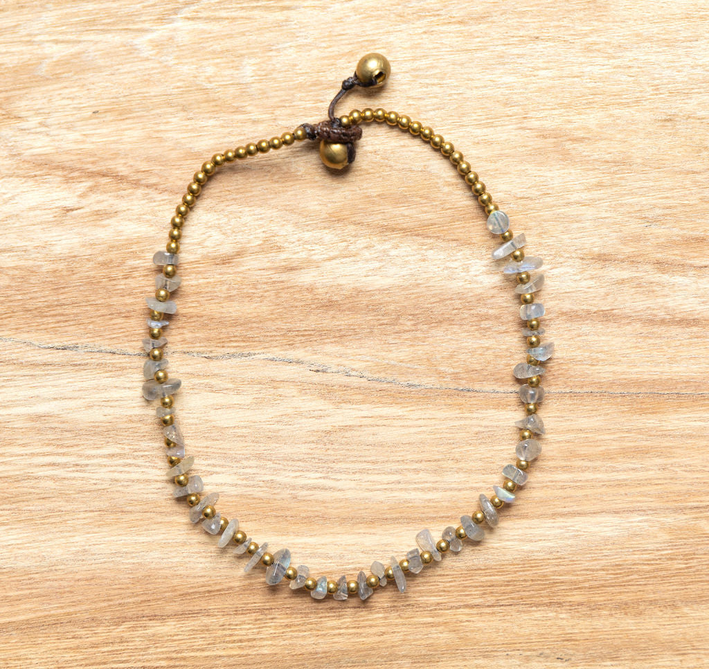 Crystal Healing Anklet - Clarity - Labradorite - Organic