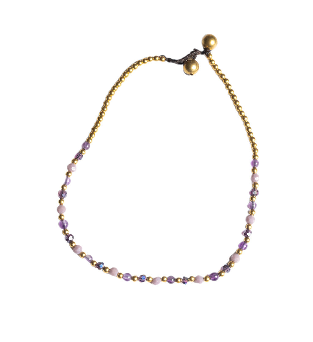 Crystal Healing Anklet - Anxiety - Amethyst