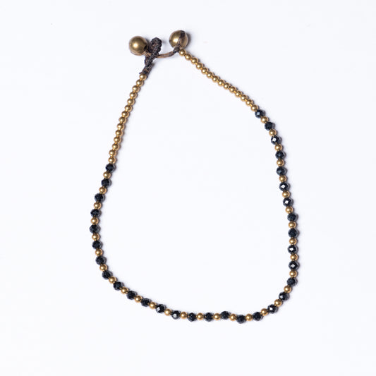 Black Spinel Pure Crystal Anklet